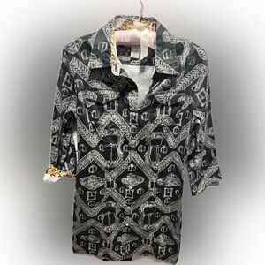 Patterned Black and White Mini Dress